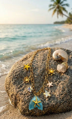Mermaid themed 18k gold polished stainless steel chain