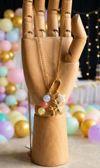 Dog themed 3 trinkets 18k gold polished stainless steel chain