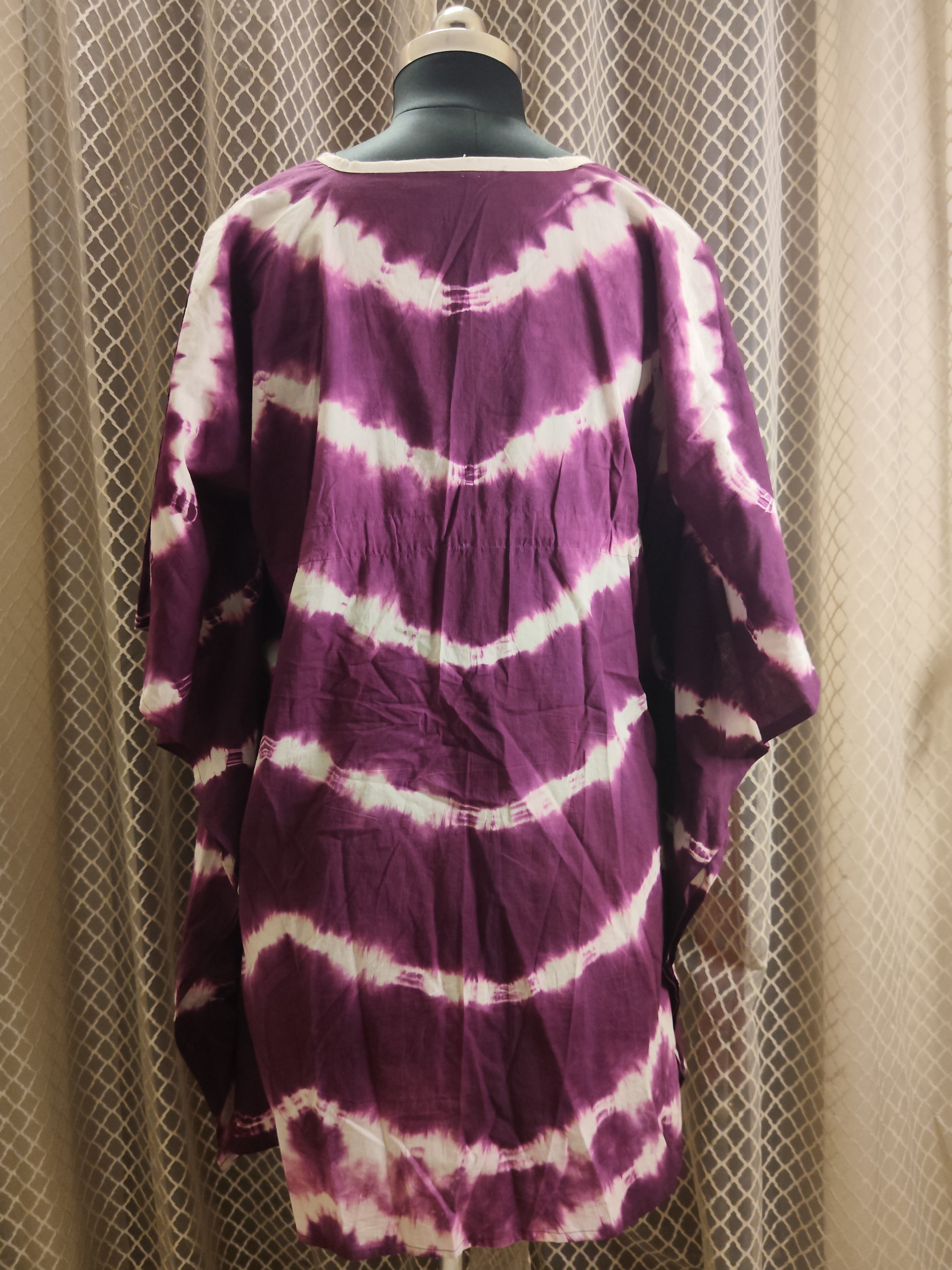 Violet white tie-dyed Kaftan - knee length