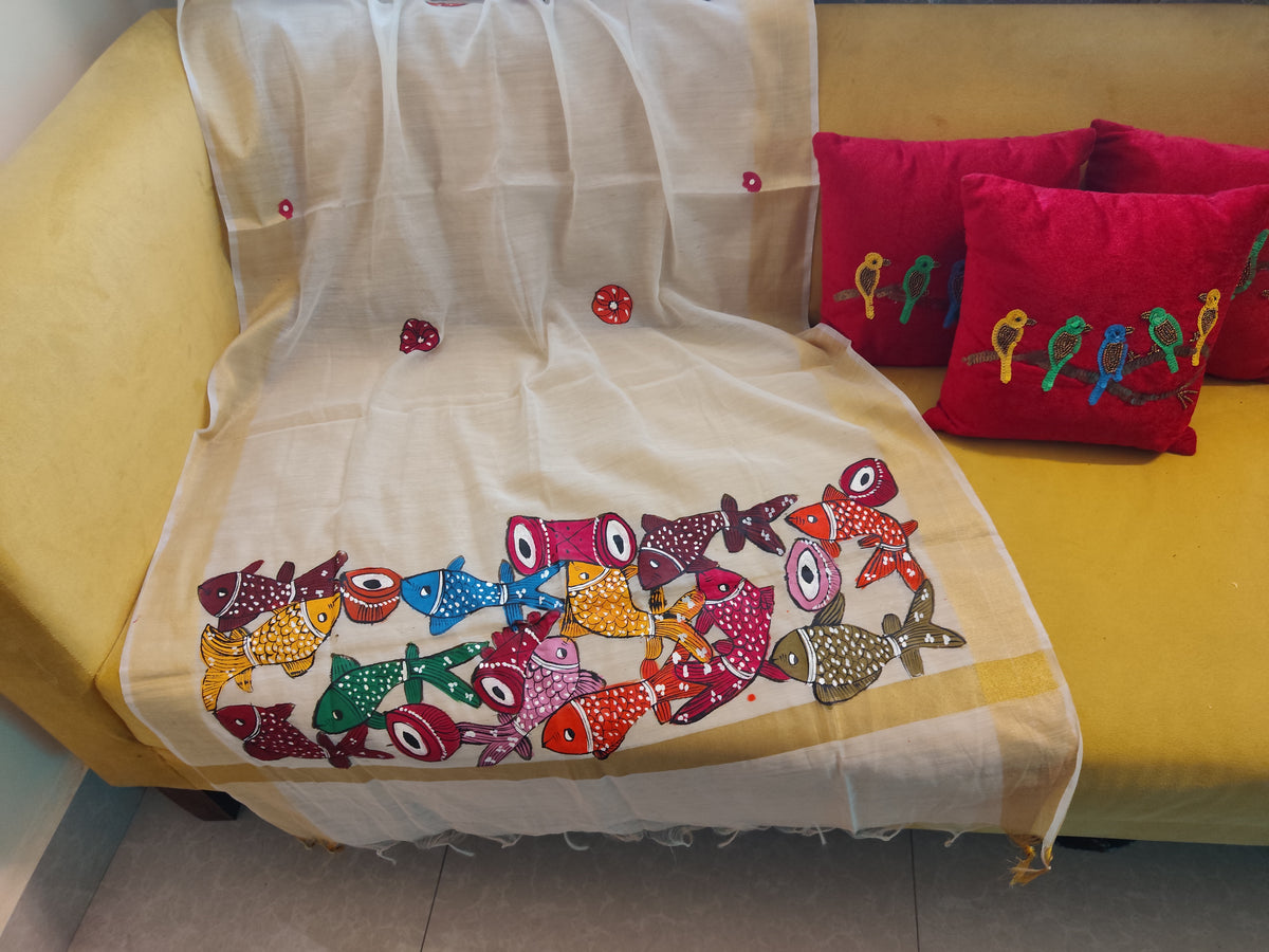Hand painted " Patta Chitra " dupatta