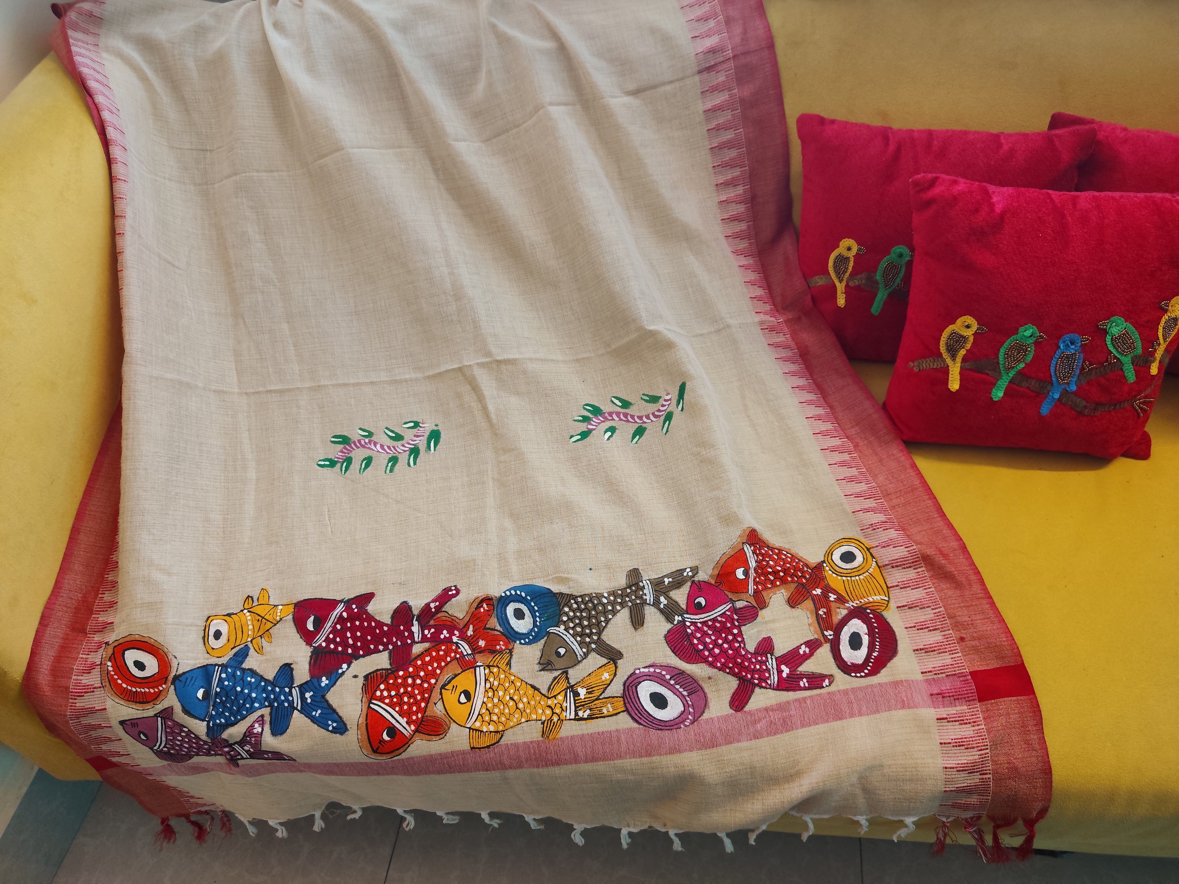 Hand painted " Patta Chitra " duppatta