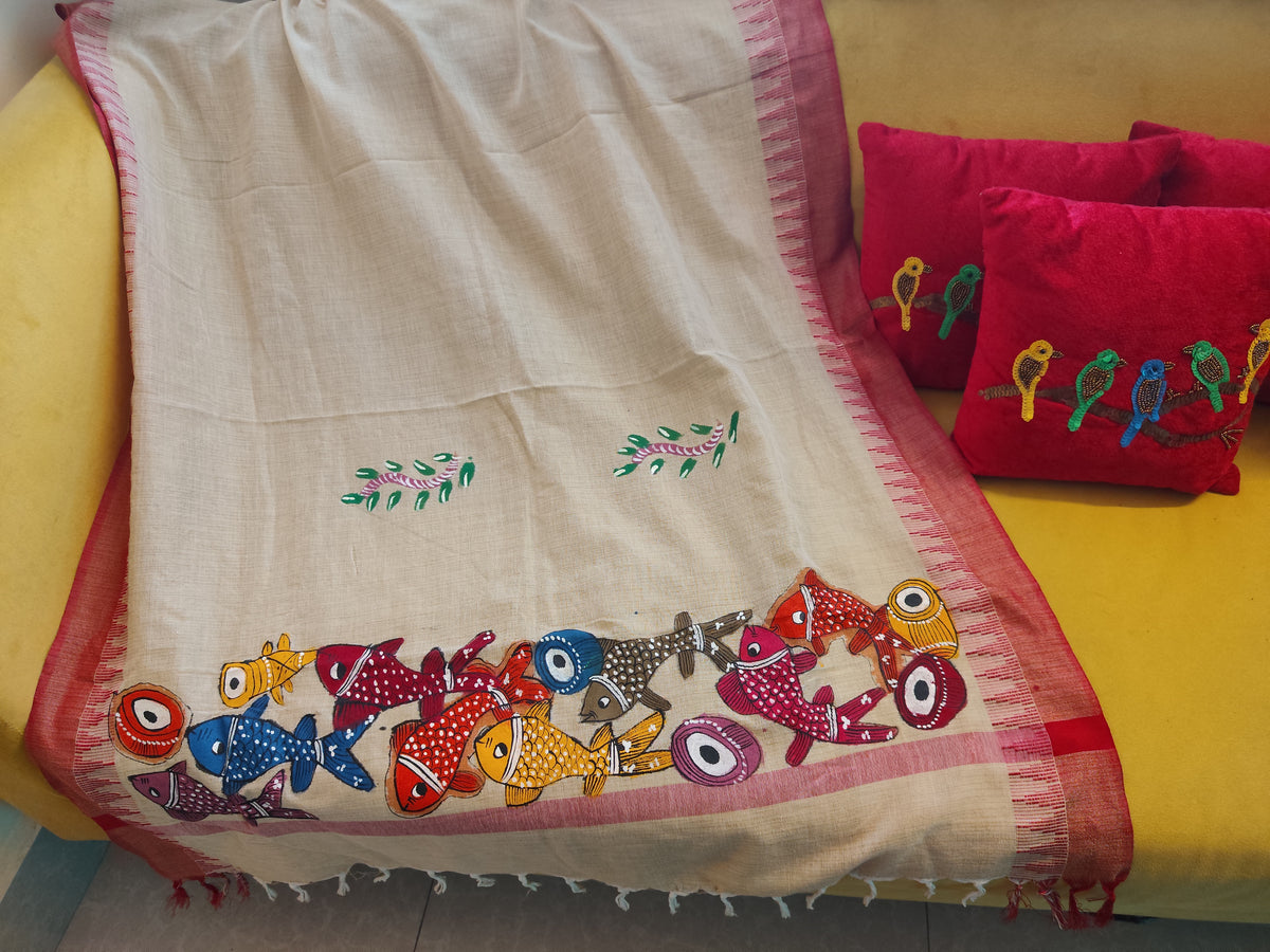 Hand painted " Patta Chitra " duppatta