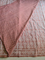 Peach natural dyed block printed Jaipur mulmul saree