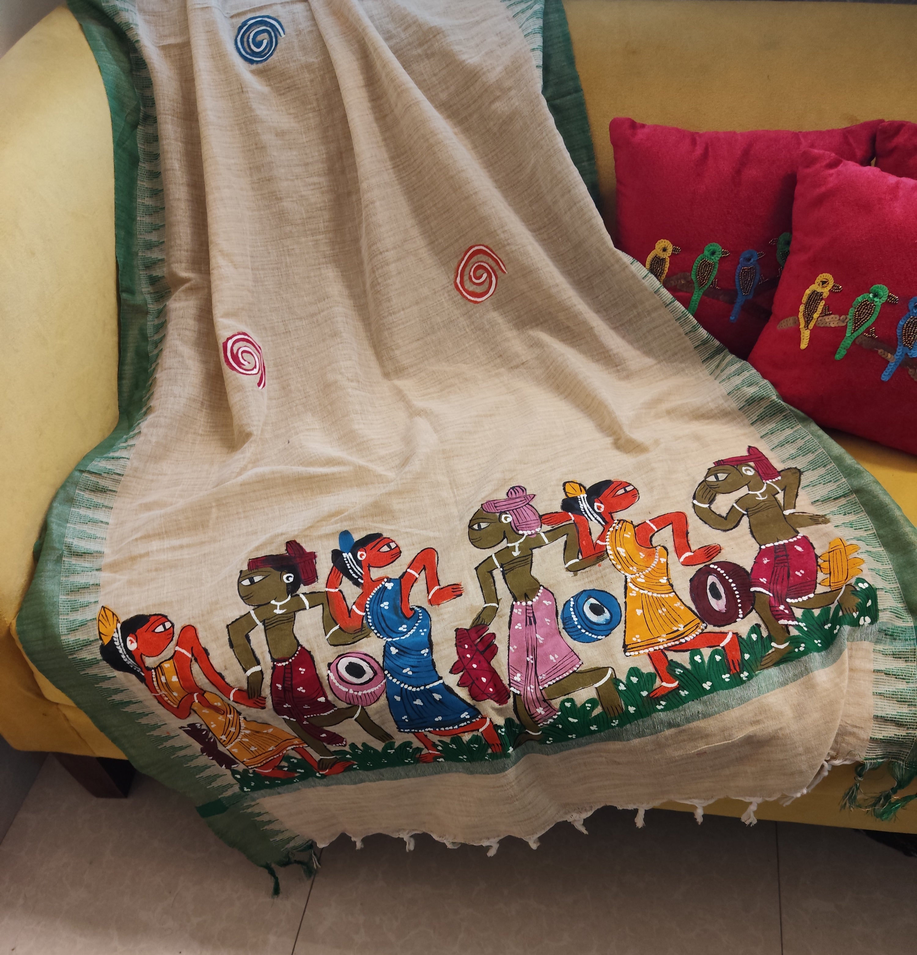 Hand painted " Patta Chitra " dupatta