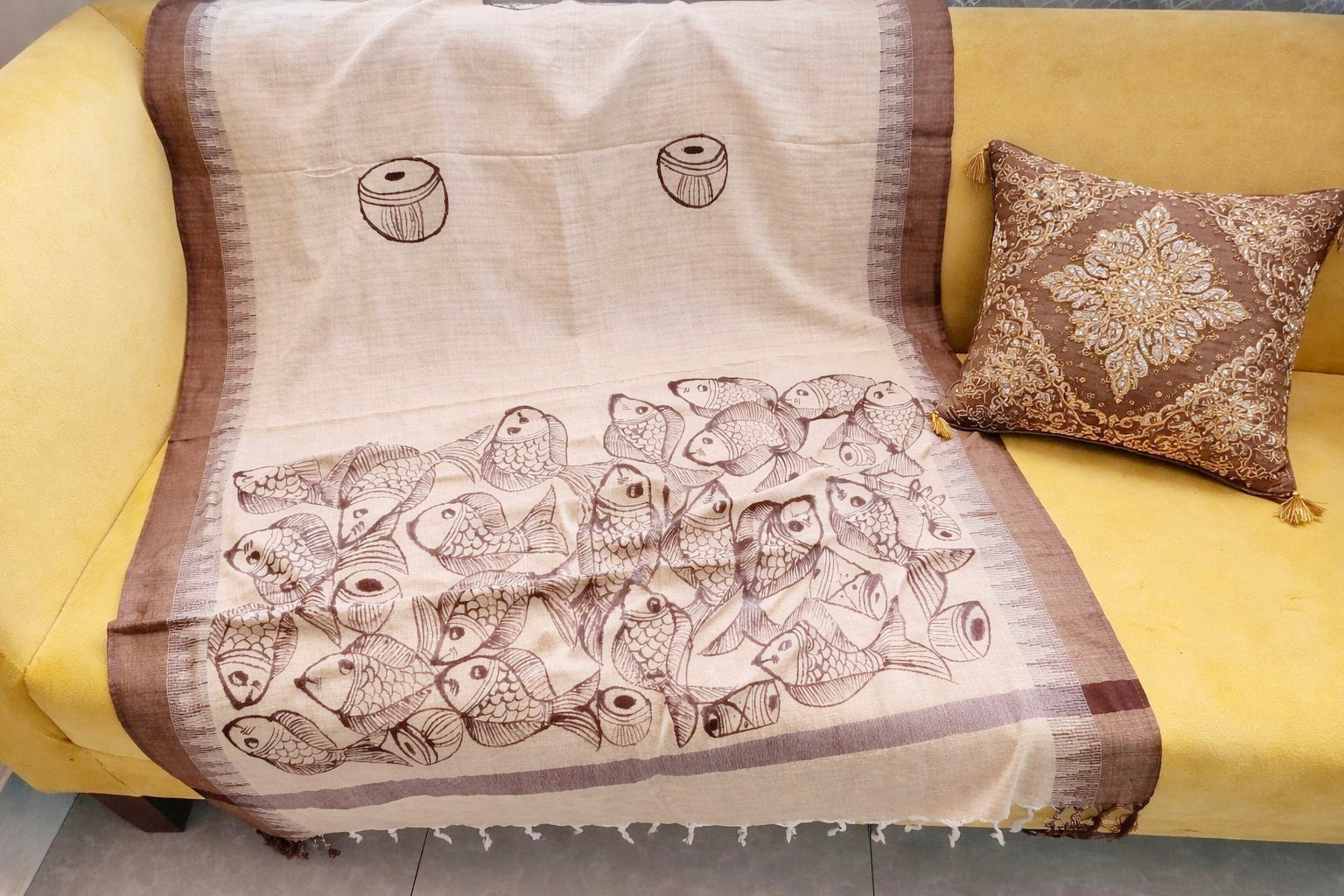 Hand painted "patta chitra " dupatta