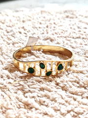Green stone 18k gold polished on stainless steel bangle bracelet