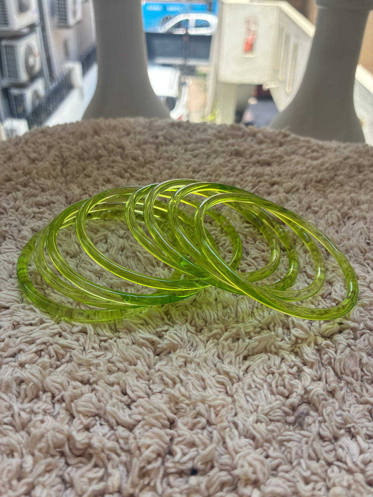 Parrot green jelly glass bangles