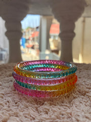 4 light multi  jelly glass bangles - design 1