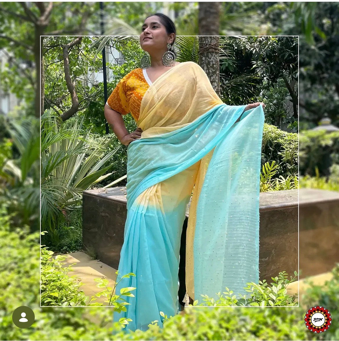 Sunehri - ombre sequinned mul cotton saree