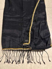 Black cotton zari molten metal with pearl border