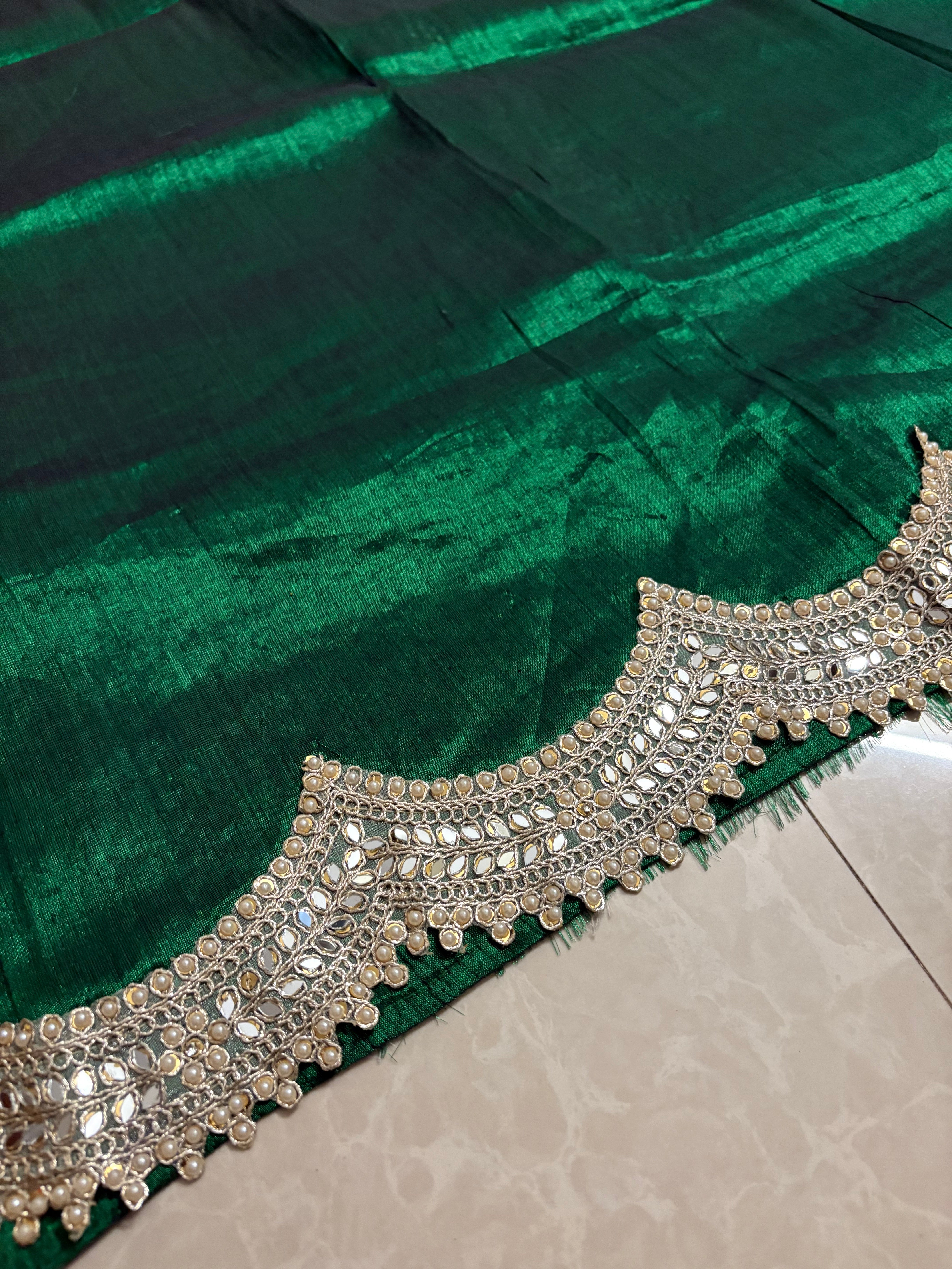 Designer cotton zari molten metal with heavy hand work border saree