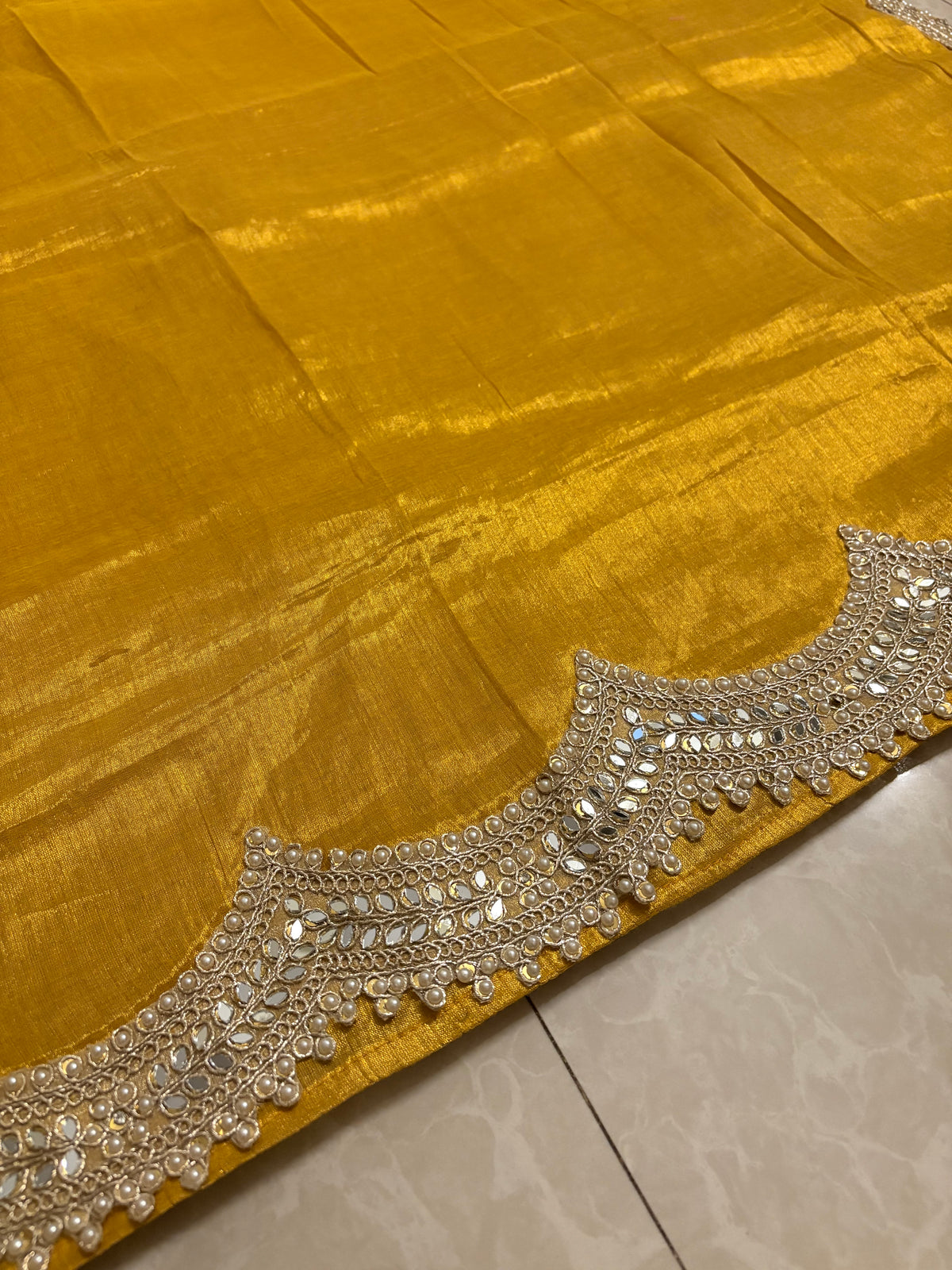 Designer cotton zari molten metal with heavy hand work border saree