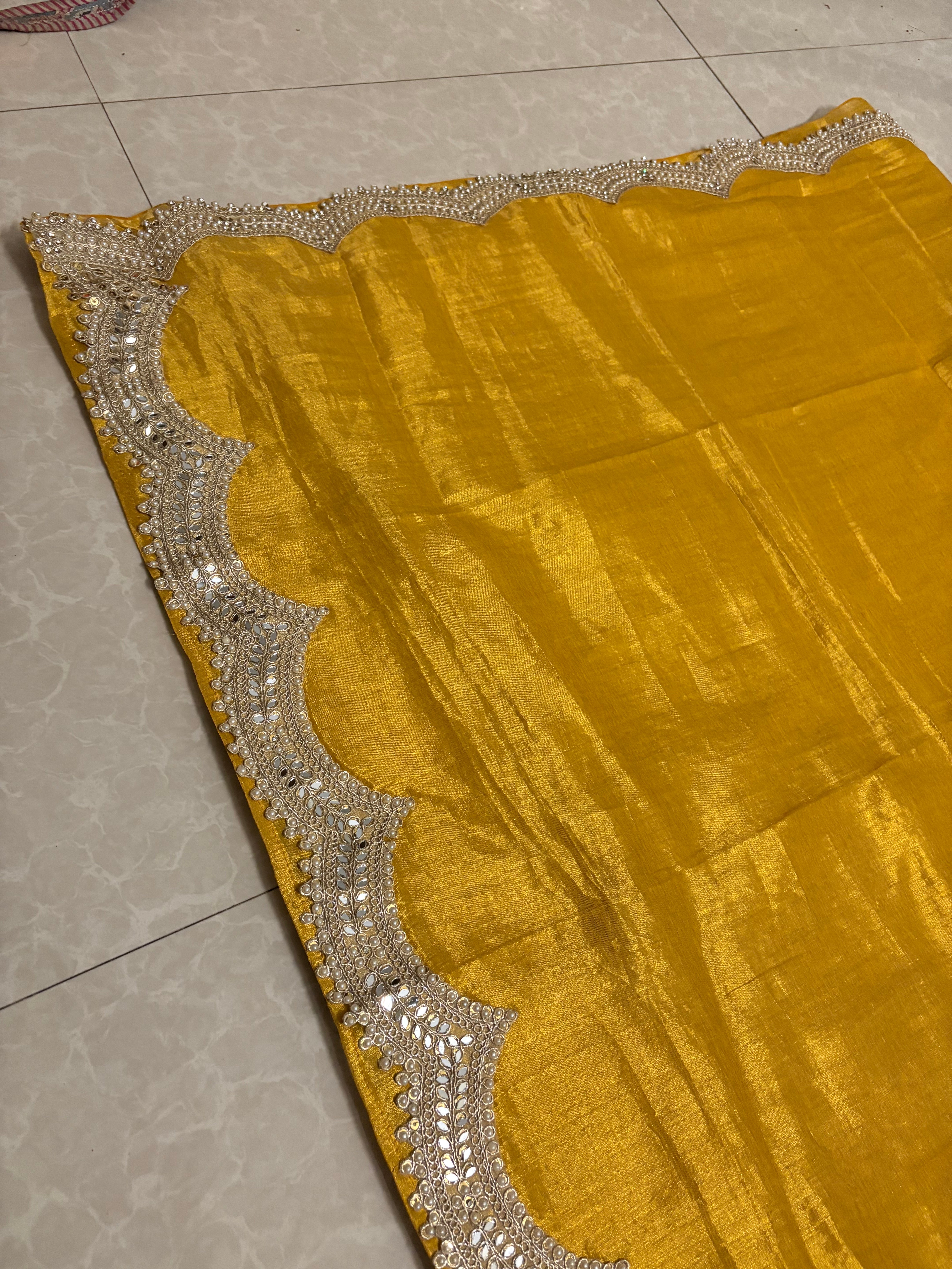 Designer cotton zari molten metal with heavy hand work border saree