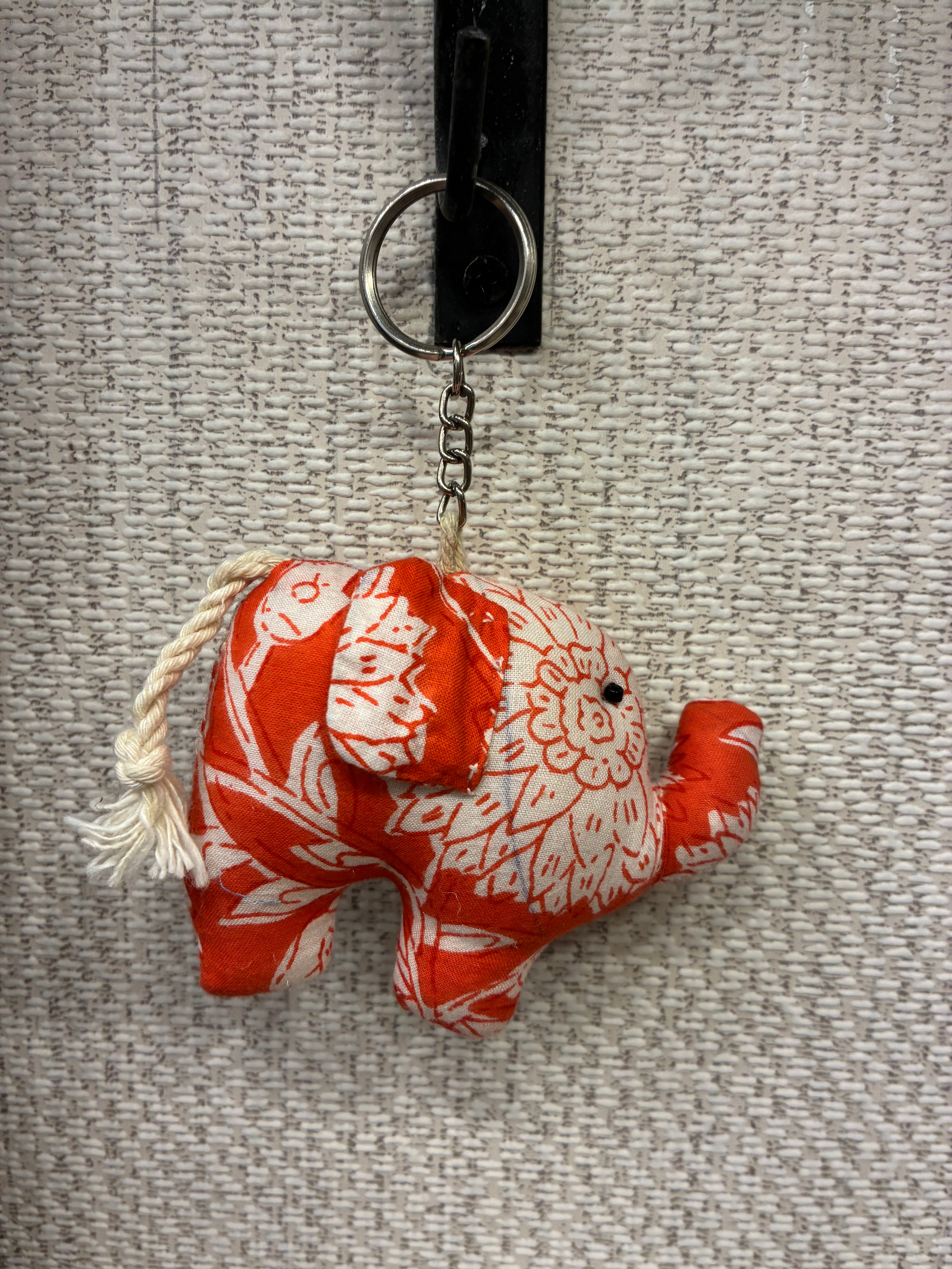 Hand-made fabric key chains/bag charms - Elephant