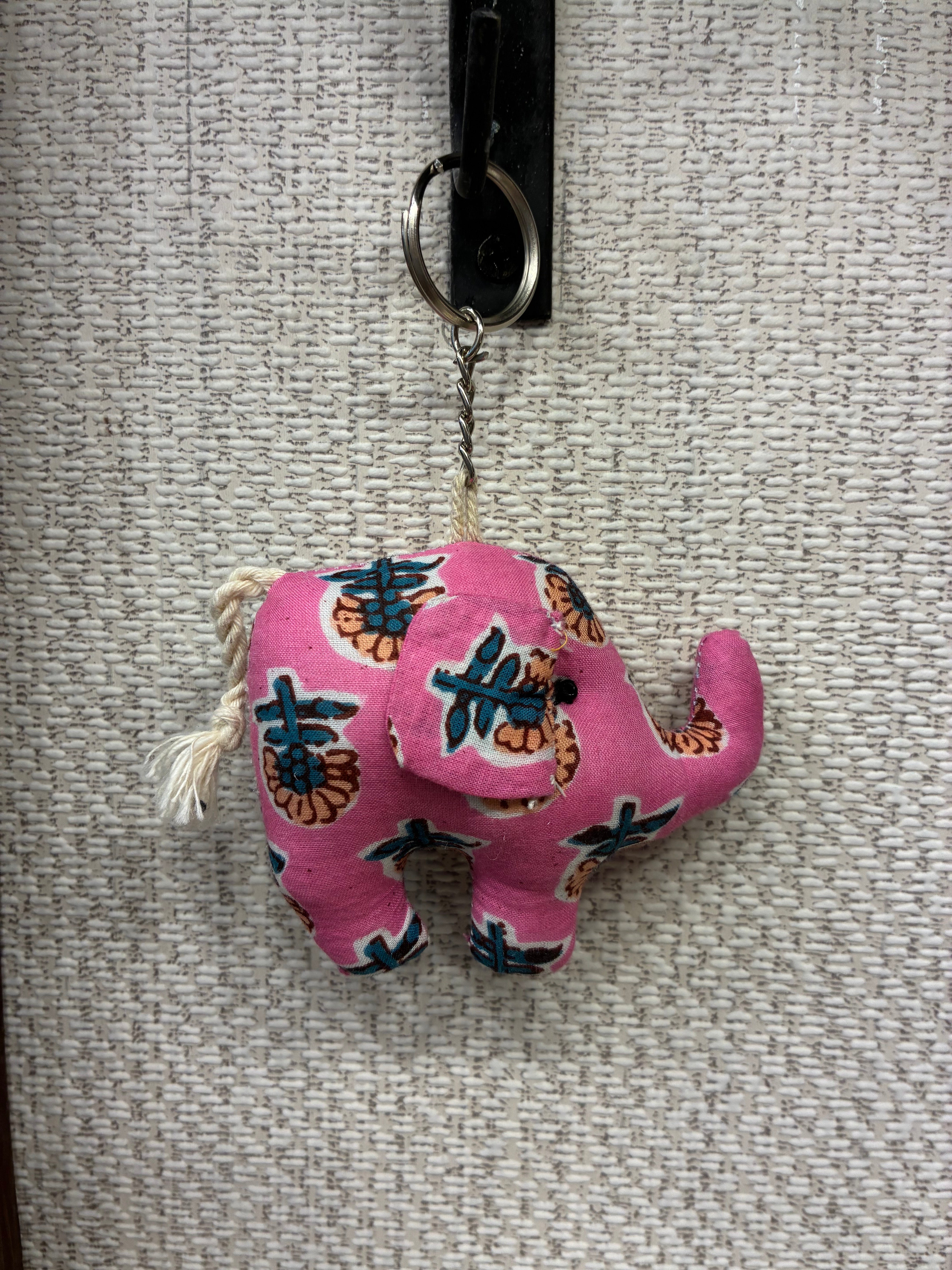 Hand-made fabric key chains/bag charms - Elephant