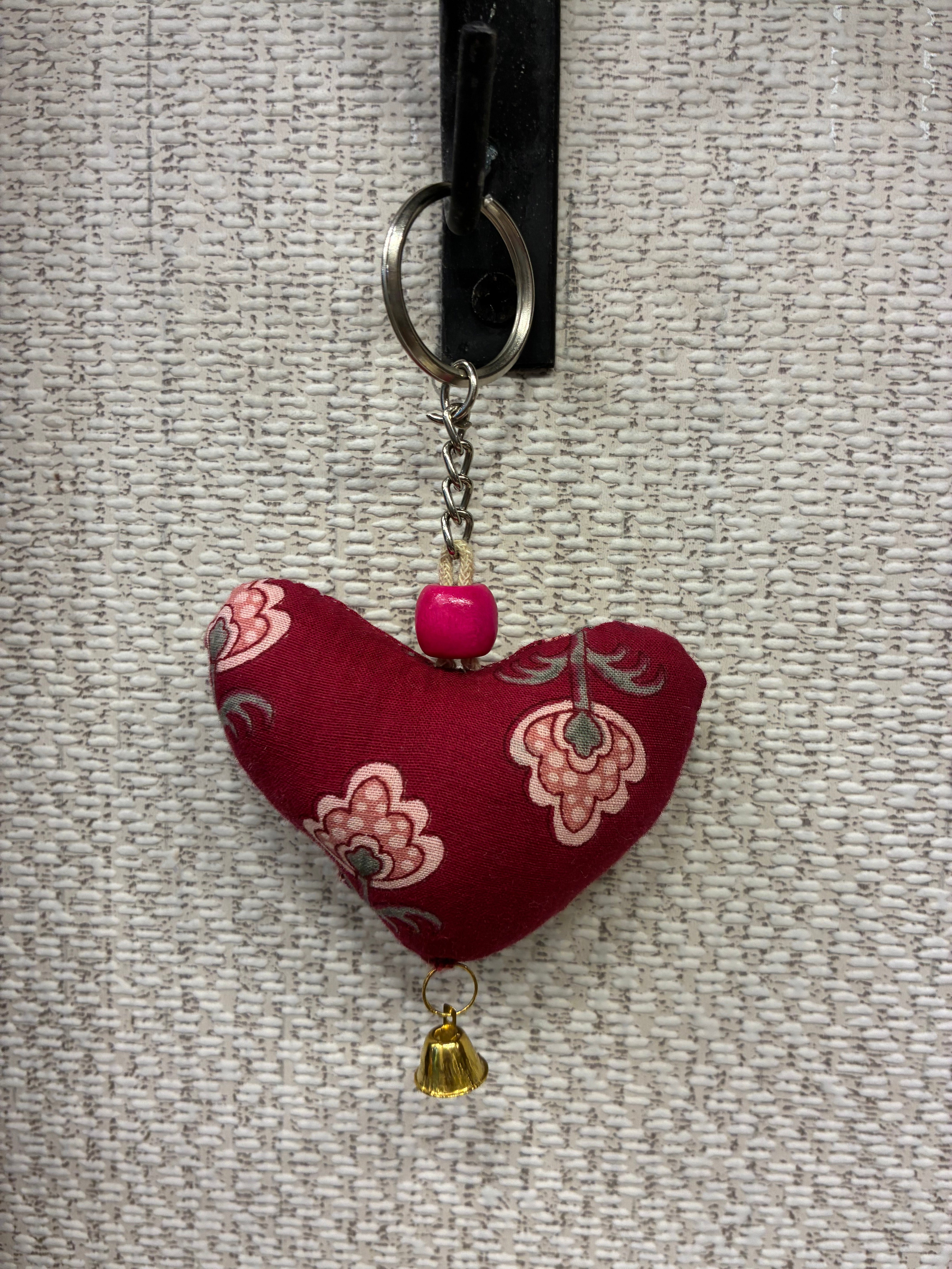 Hand-made fabric key chains/bag charms - Heart