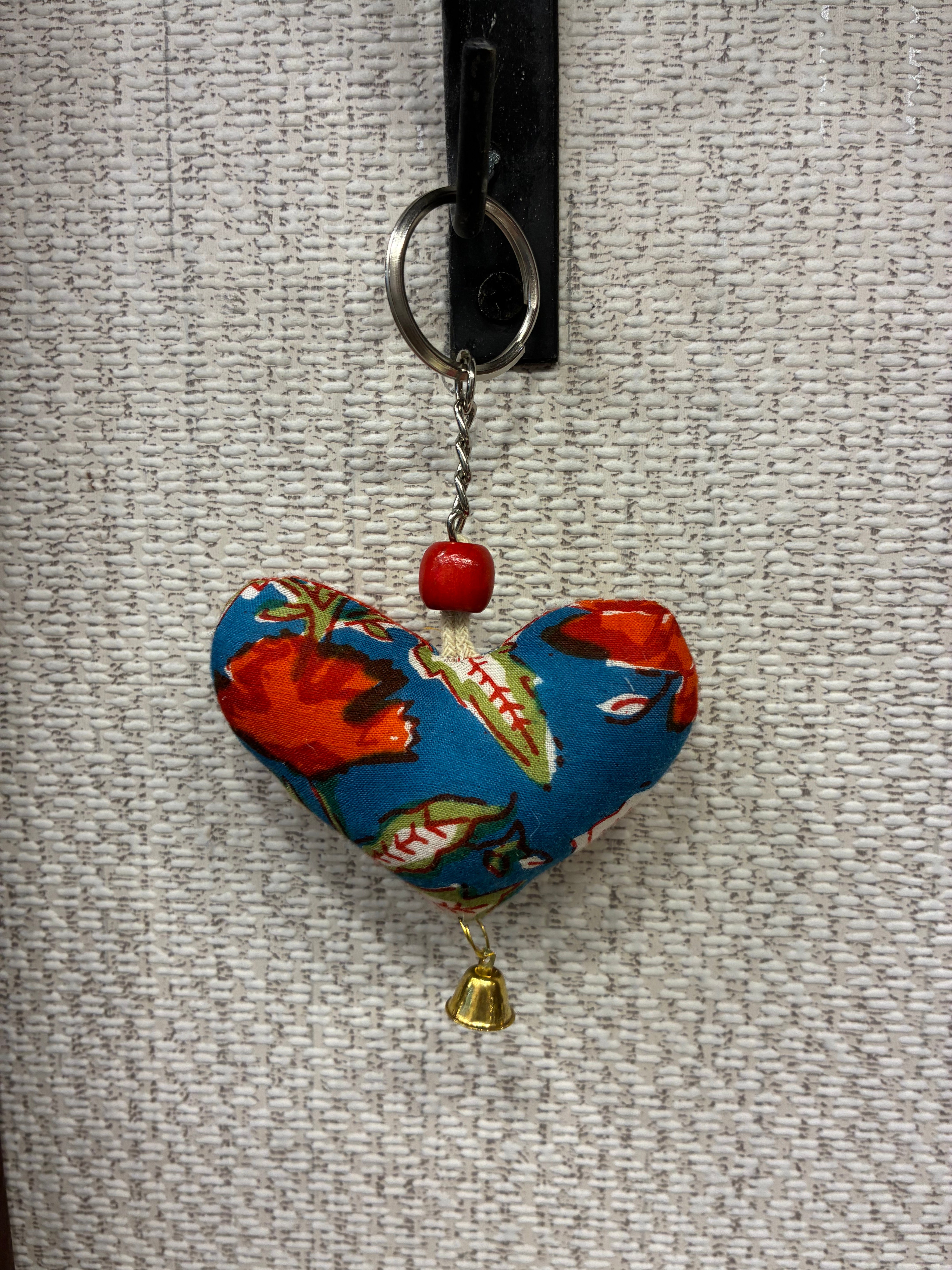 Hand-made fabric key chains/bag charms - Heart
