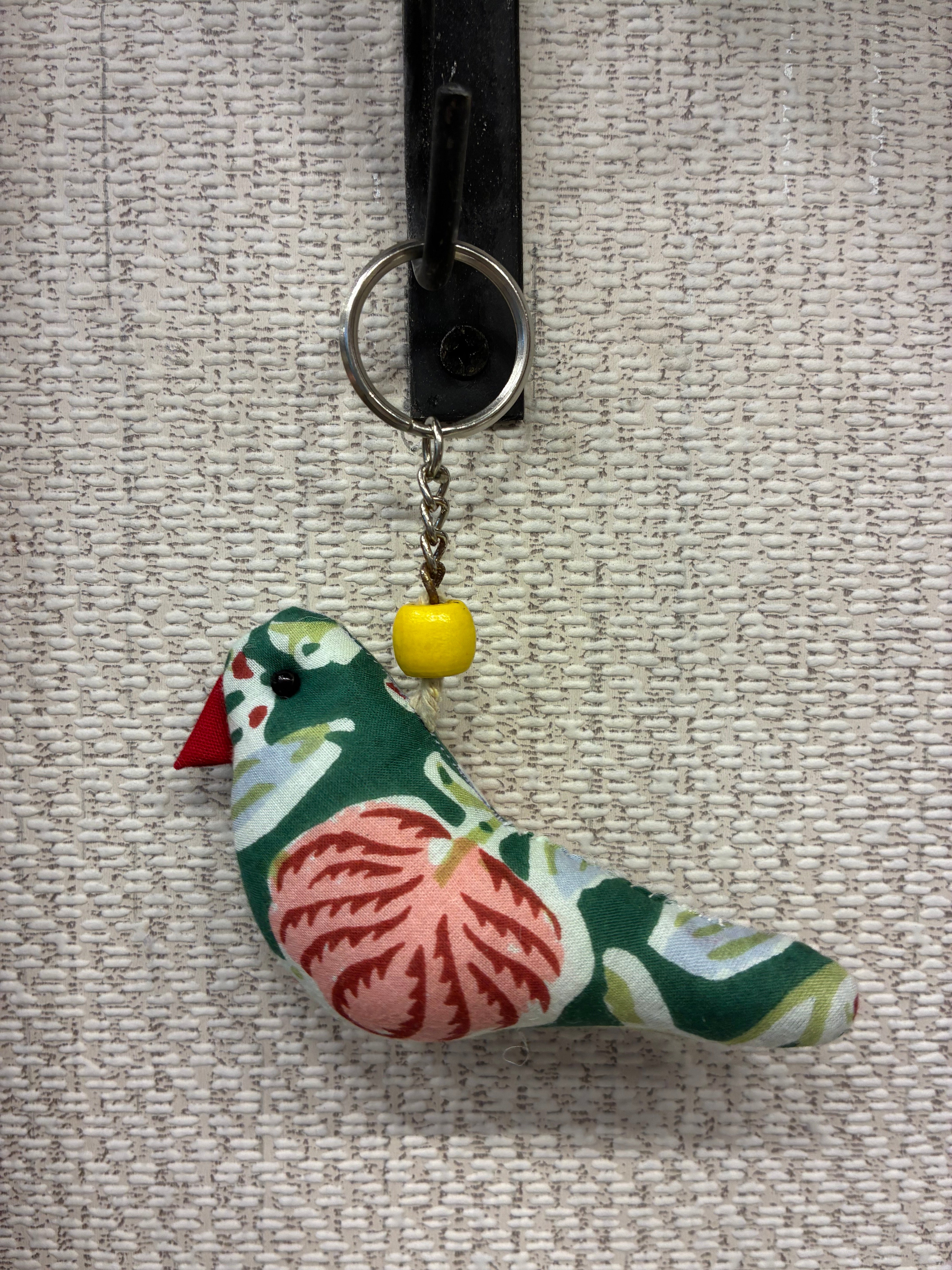 Hand-made fabric key chains/bag charms - Sparrow