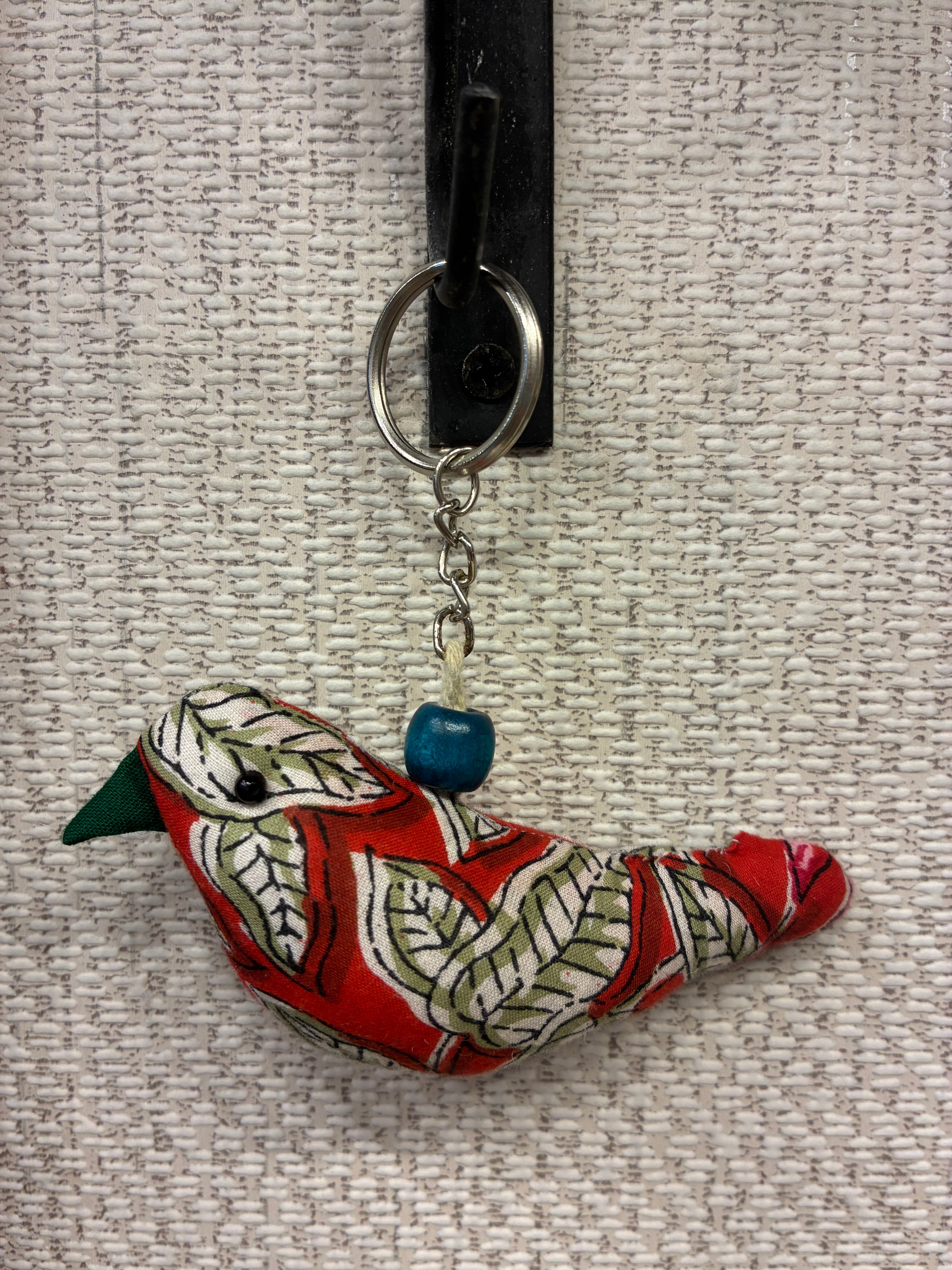 Hand-made fabric key chains/bag charms - Sparrow