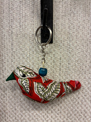 Hand-made fabric key chains/bag charms - Sparrow