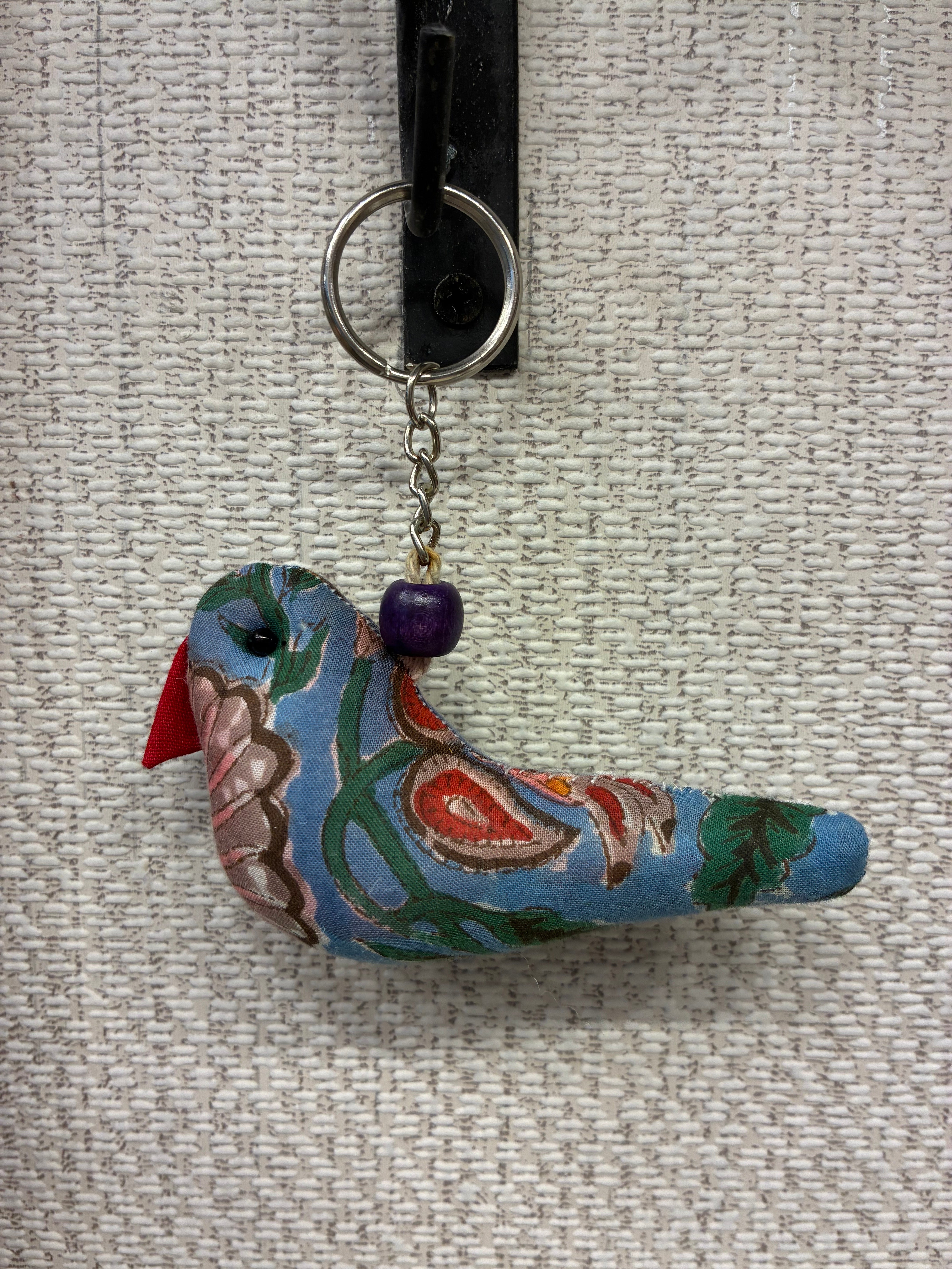 Hand-made fabric key chains/bag charms - Sparrow
