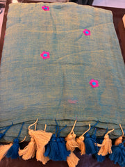 Madhuri daisy embroidered mul cotton saree