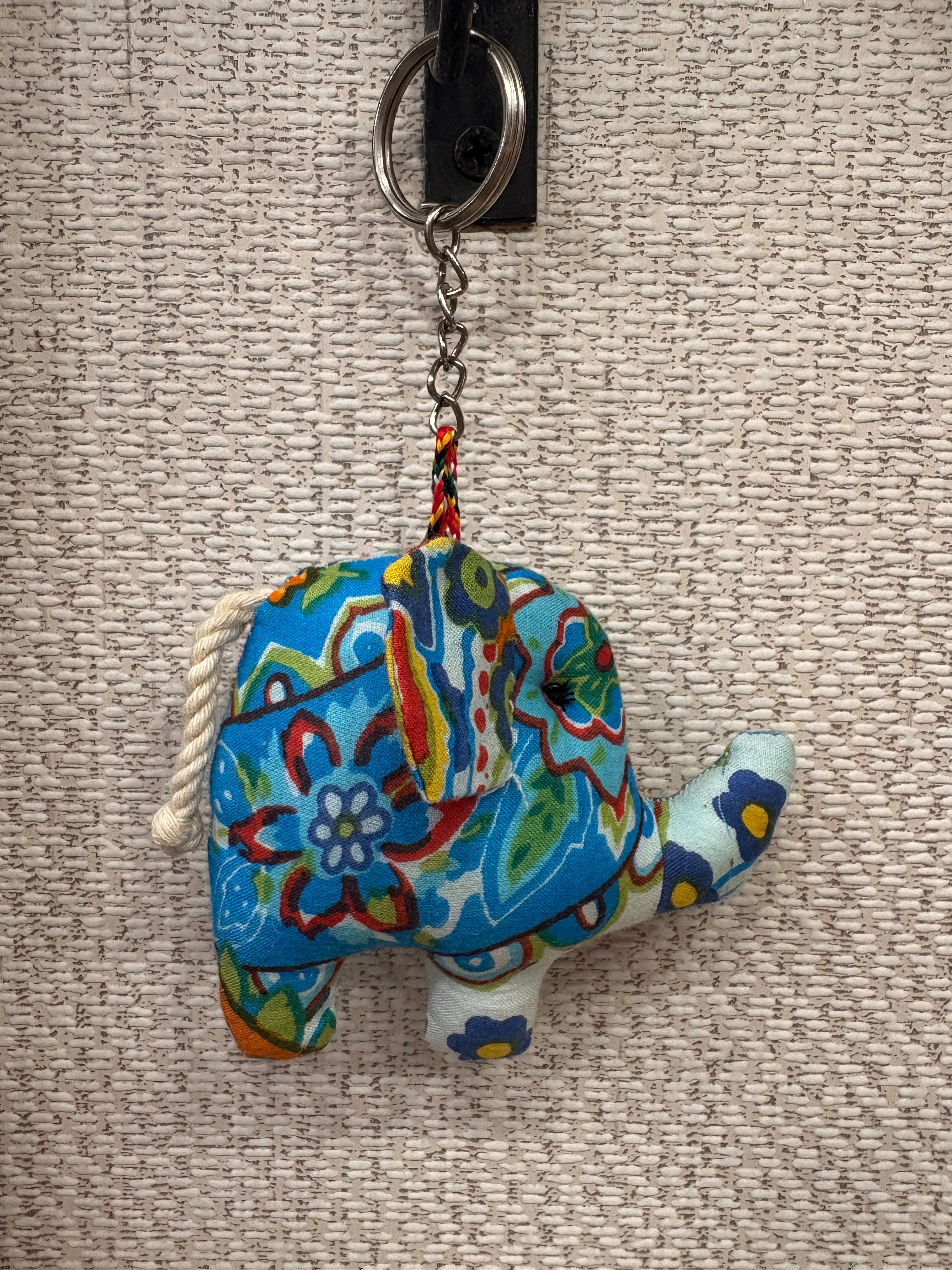 Hand-made fabric key chains/bag charms - Elephant