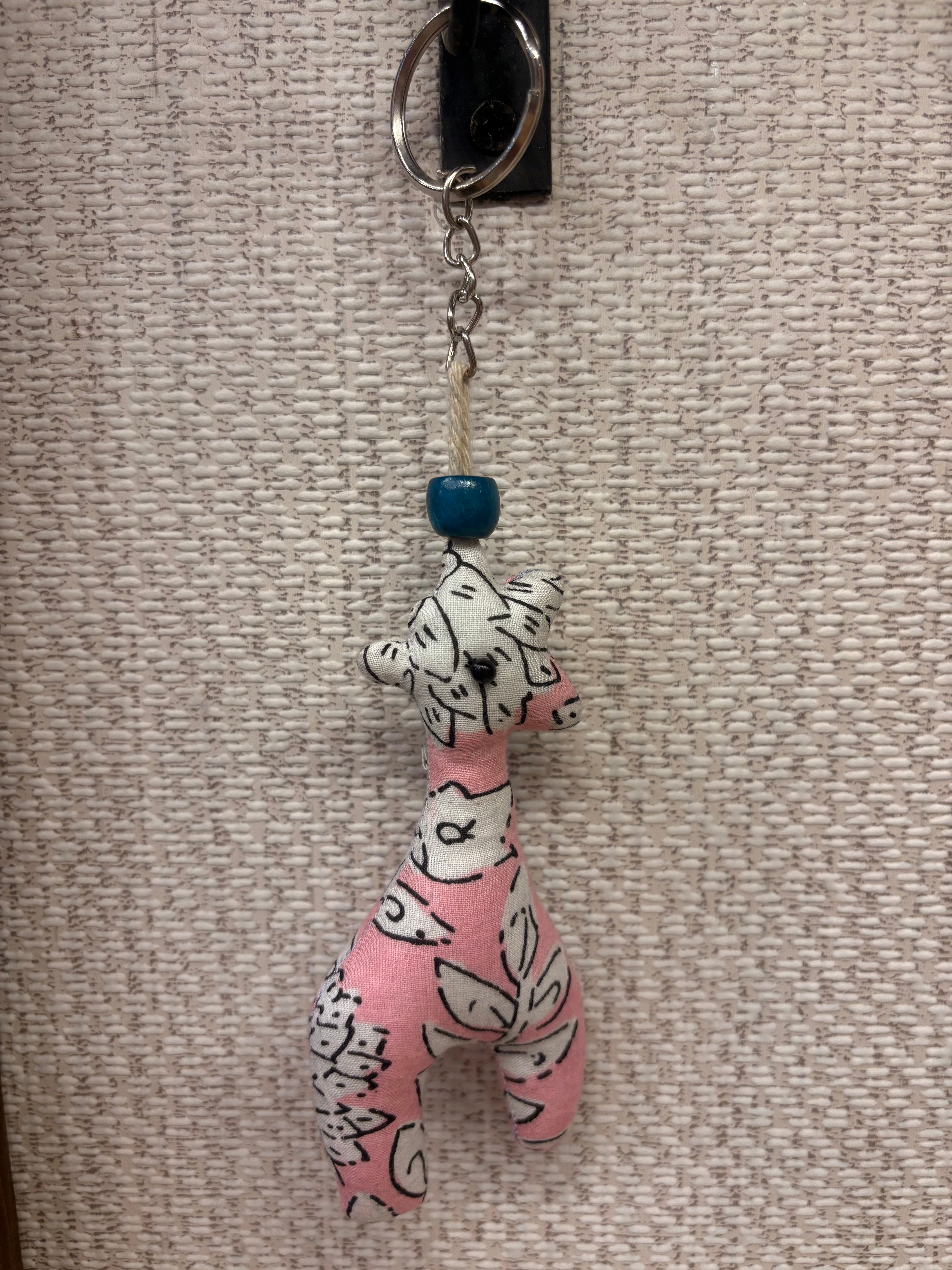 Hand-made fabric key chains/bag charms - Giraffe
