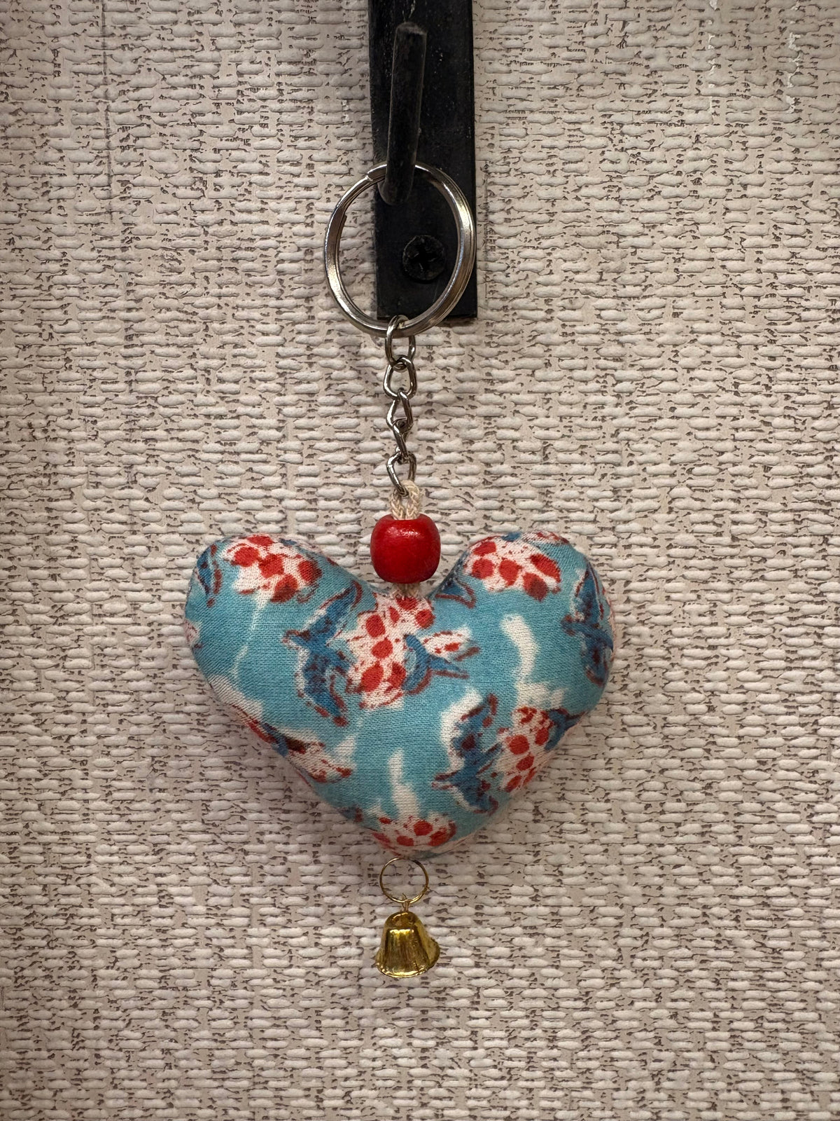 Hand-made fabric key chains/bag charms - Heart