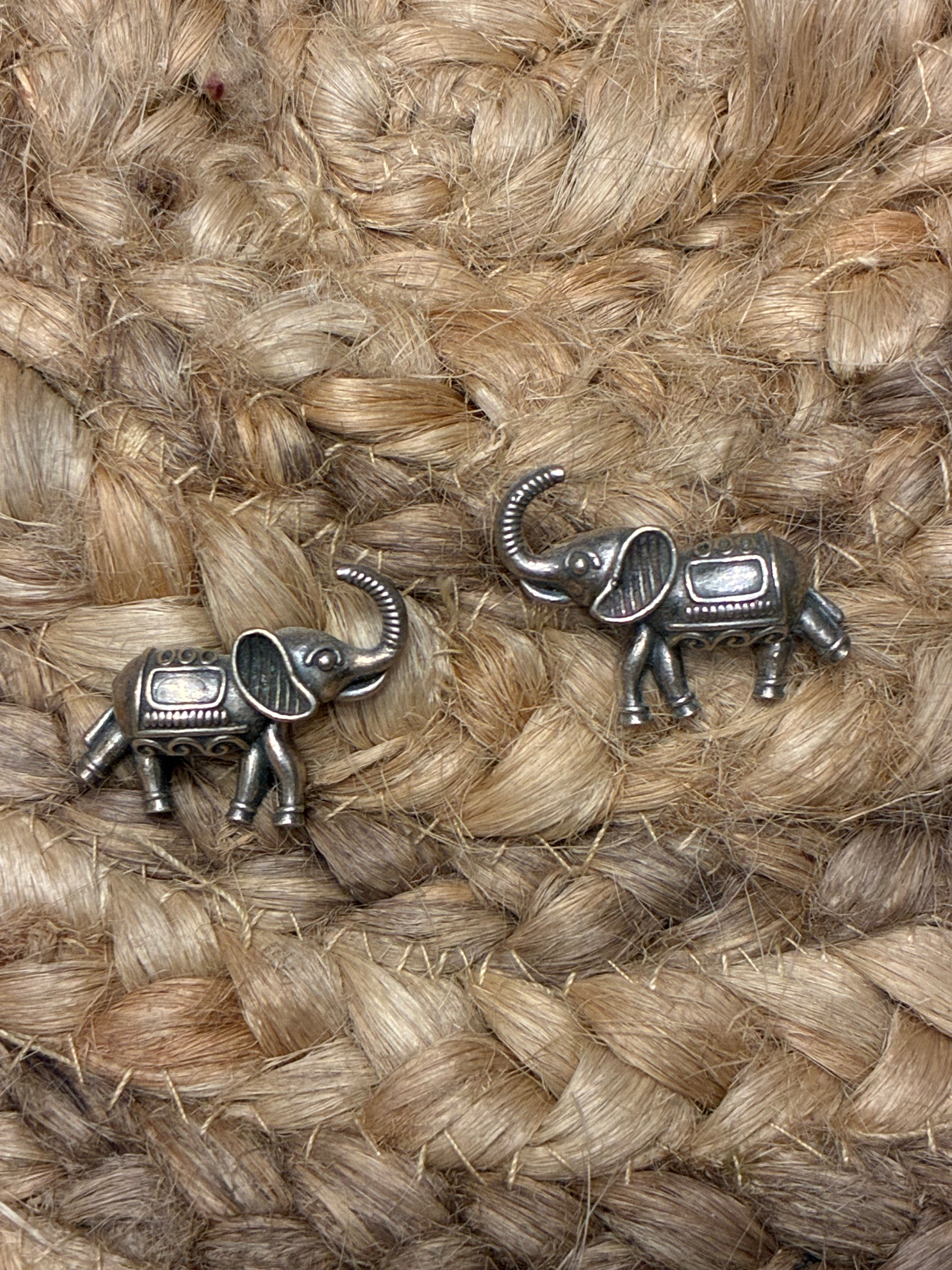 Silver Replica Elephant stud earrings - 1