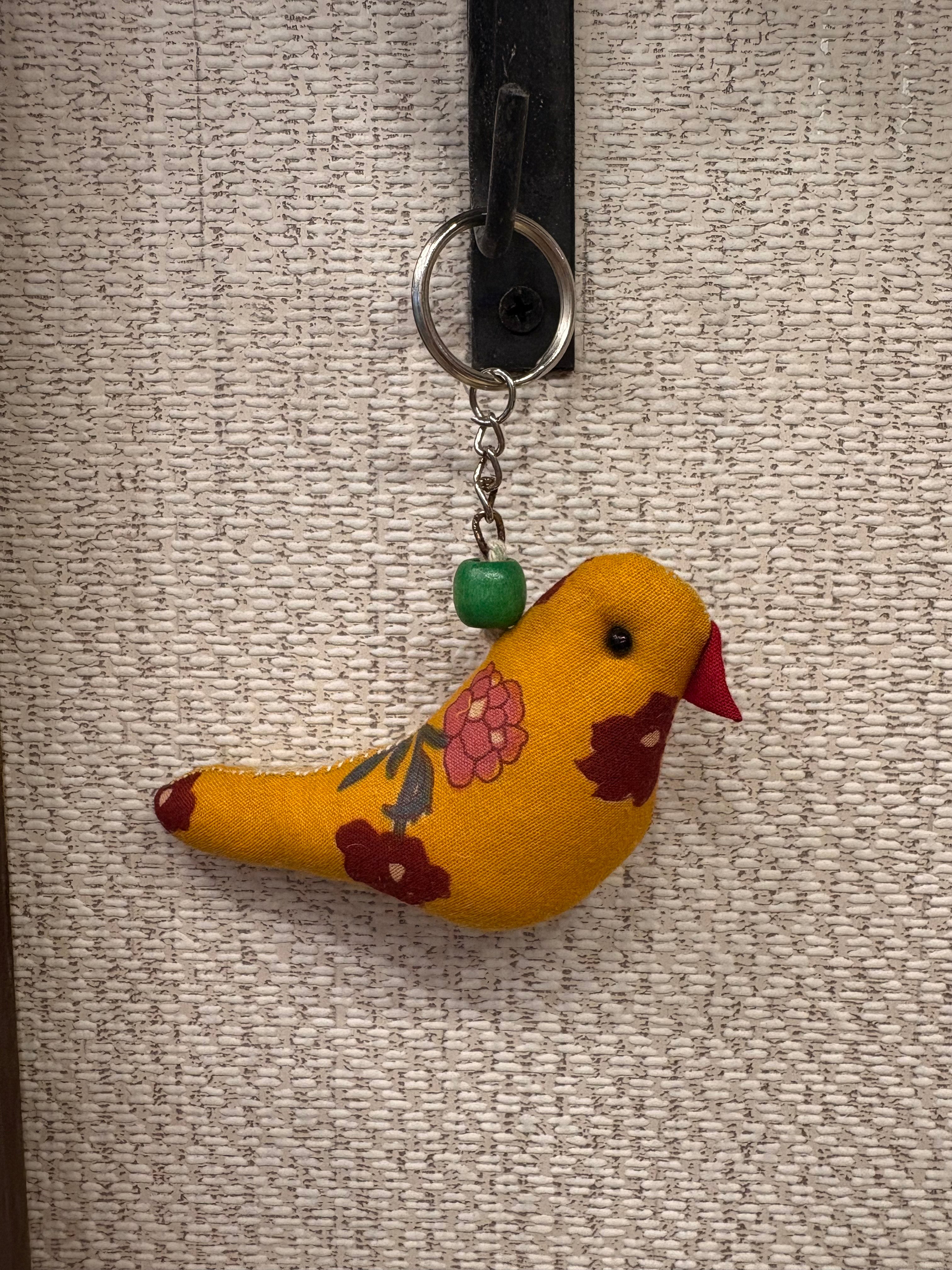 Hand-made fabric key chains/bag charms - Sparrow
