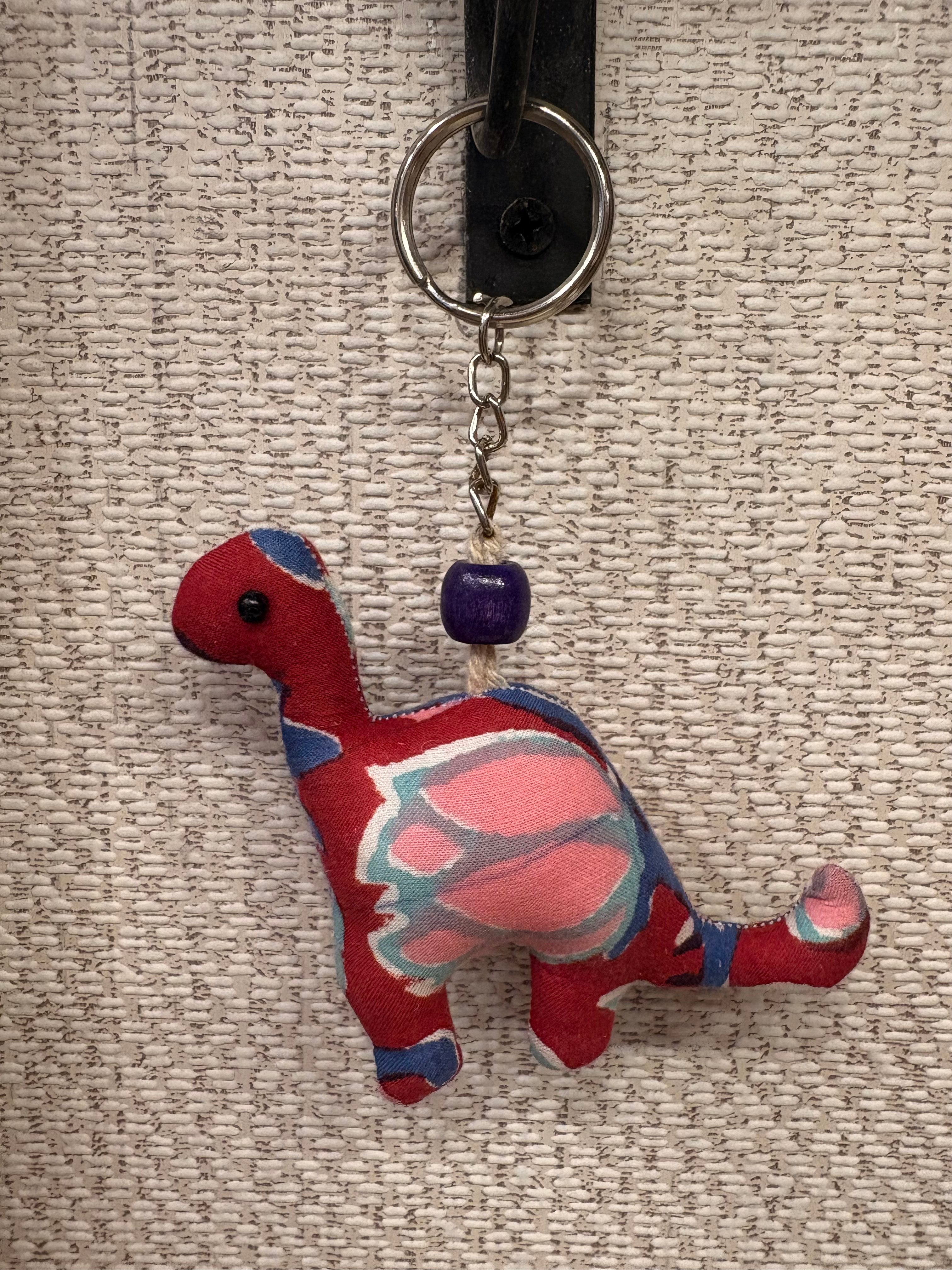Hand-made fabric key chains/bag charms - Dinosaur