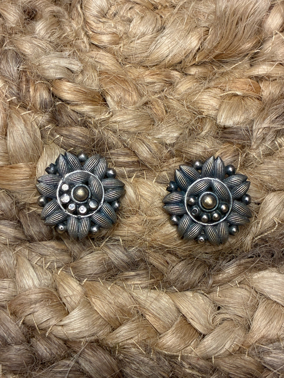 Silver Replica flower stud earrings