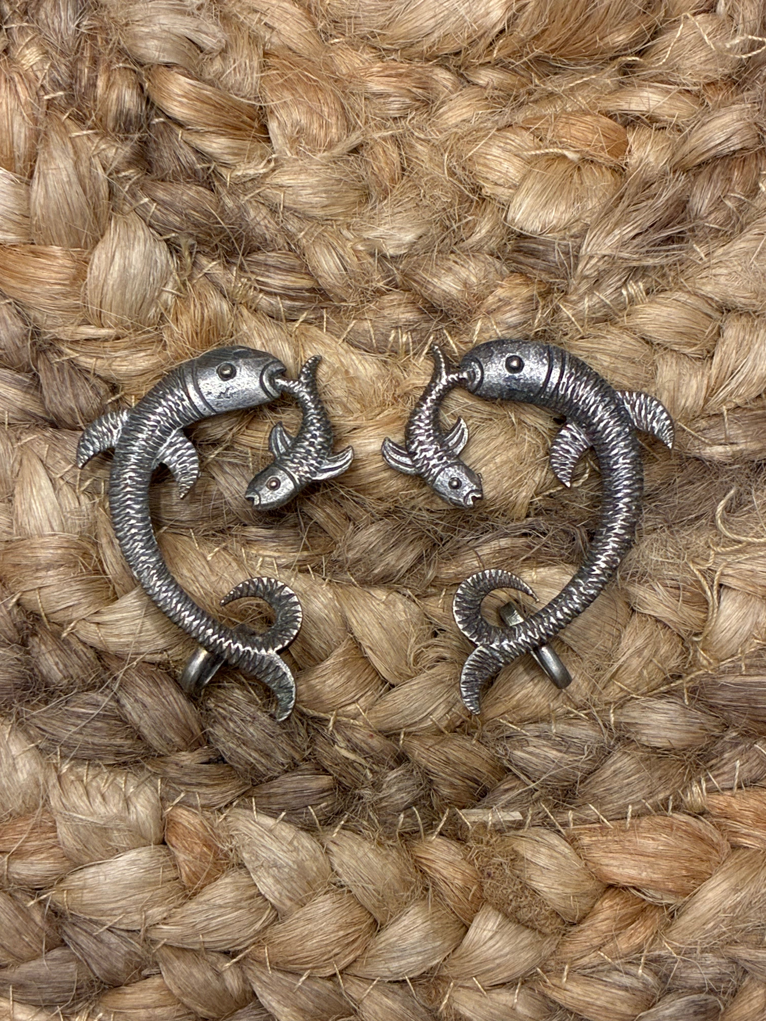 Silver Replica Koi fish ear cuffs