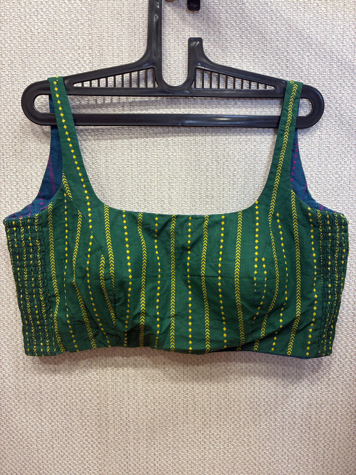 Blue-green Kuk-kuk blouses (both side wearable)