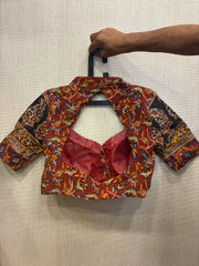 Red Kalamkari backless blouse