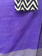 Purple-white-black woven handloom cotton saree with XO pattern + extra blouse piece