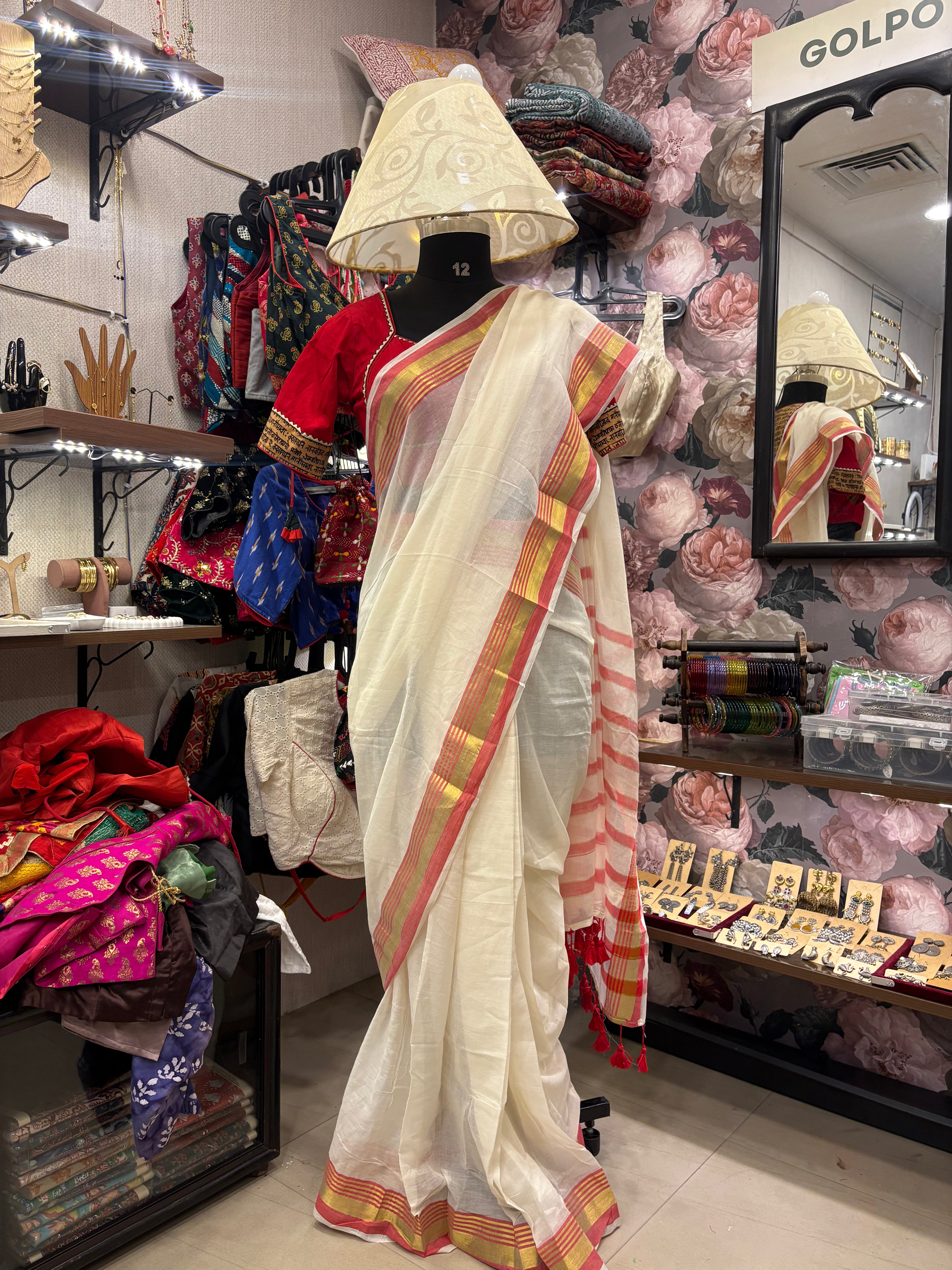 "Laal-Shada" ready-to-wear mul cotton saree 3