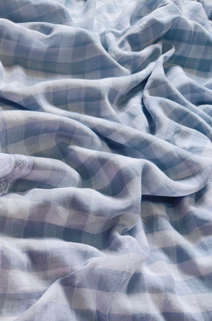 Big chequered "Gingham" collection of mul cotton saree