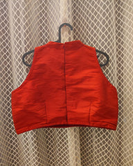 Deep burnt red semi silk sleeveless designer blouse