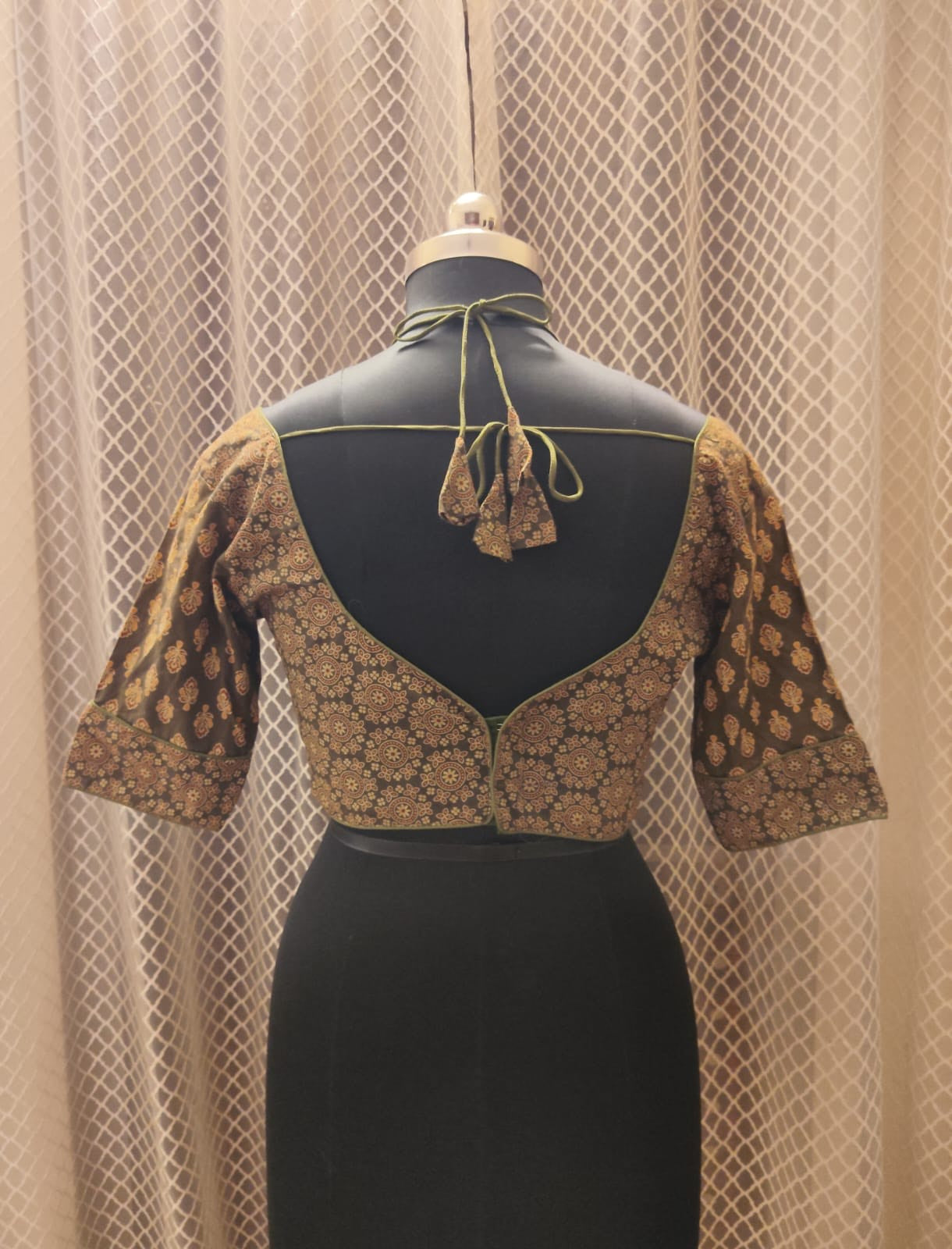 Green printed Masaba style blouse