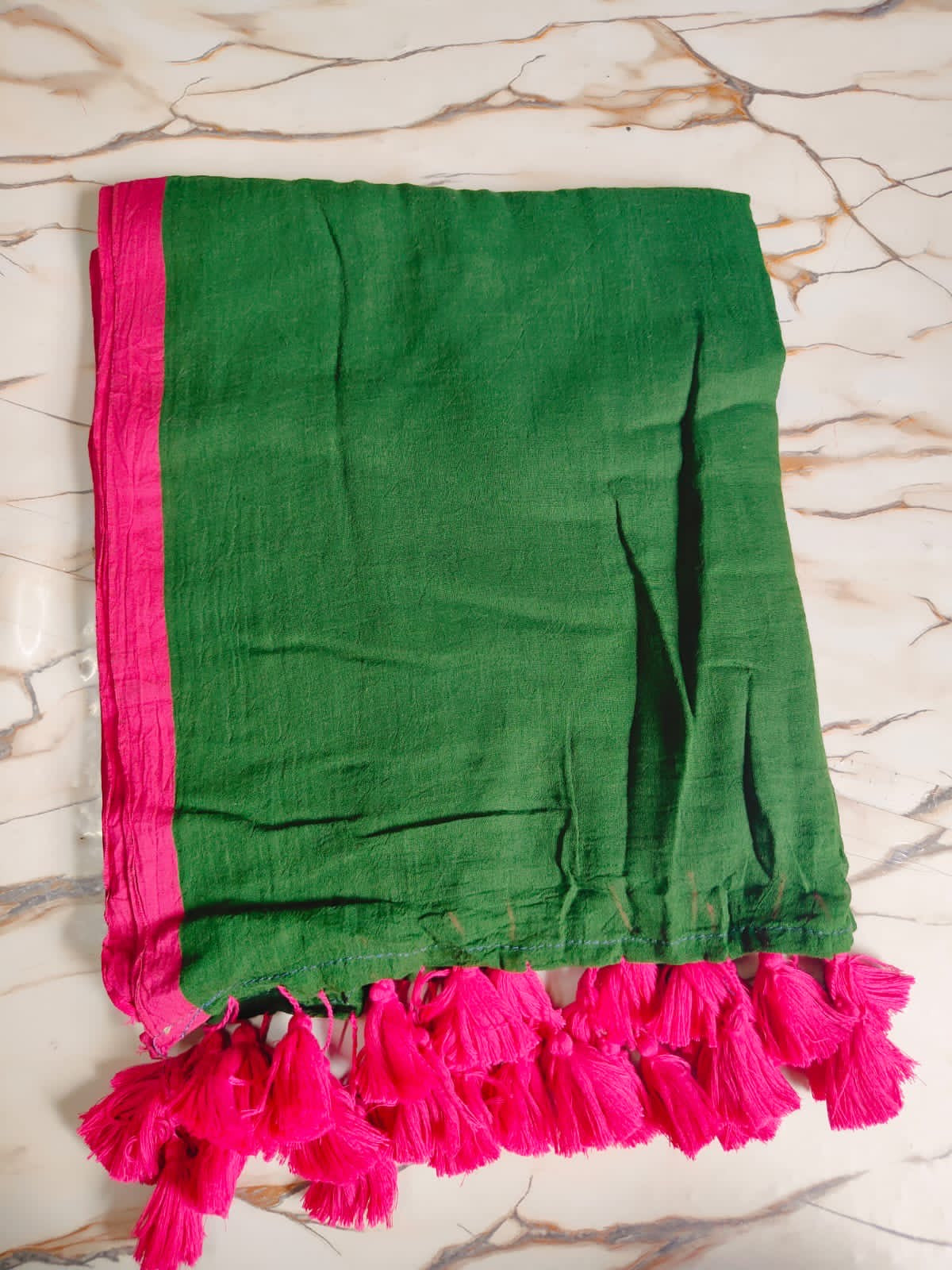 Bordered Sheroes - Plain mul cotton sarees with matching border and tassels