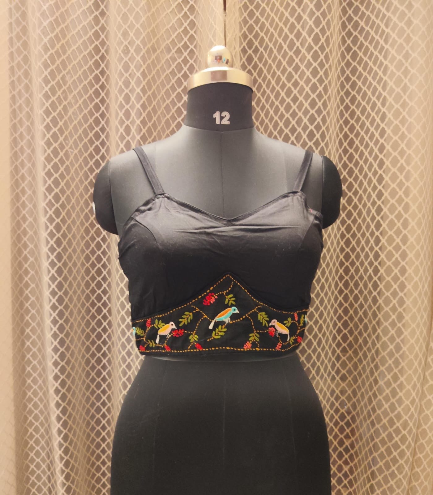 Black hand embriodered balconette Designer blouse