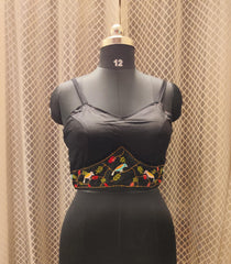 Black hand embriodered balconette Designer blouse