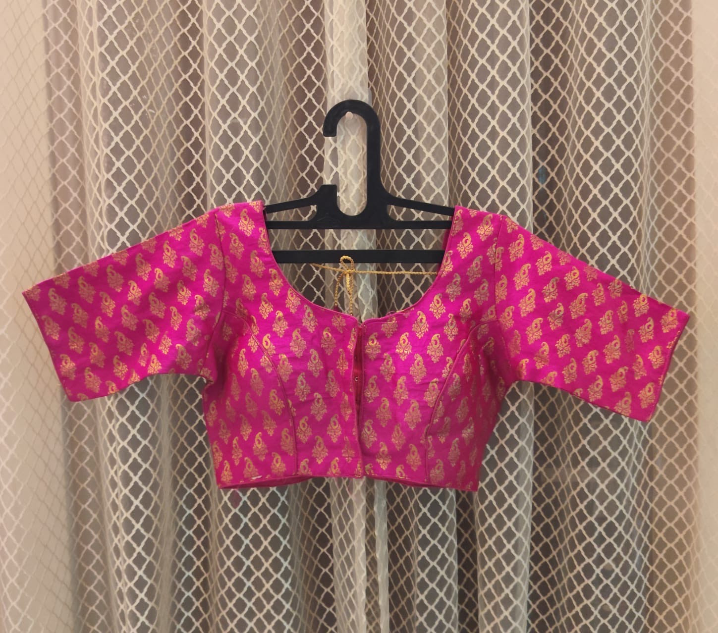 Pink gold light brocade blouse