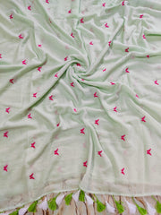 New Butterfly embroidered mul cotton saree